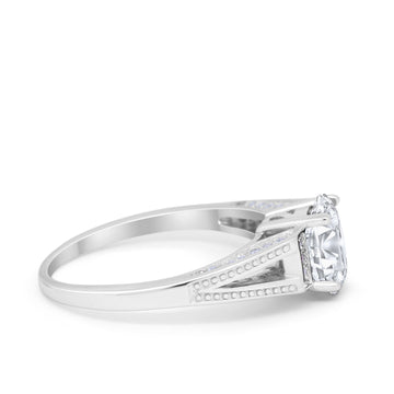 Solitaire Accent Split Shank Wedding Ring Oval Simulated CZ 925 Sterling Silver